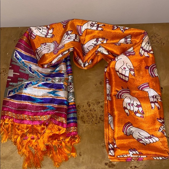 Long Orange Indian Scarf/Shawl - Picture 1 of 3